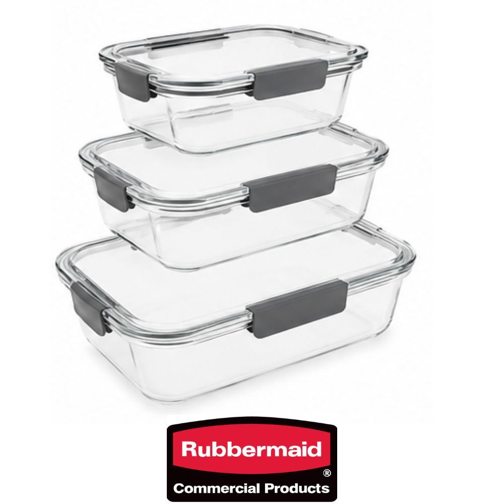Set de 3 Tapers herméticos de Vidrio Rubbermaid 2118304 made In USA