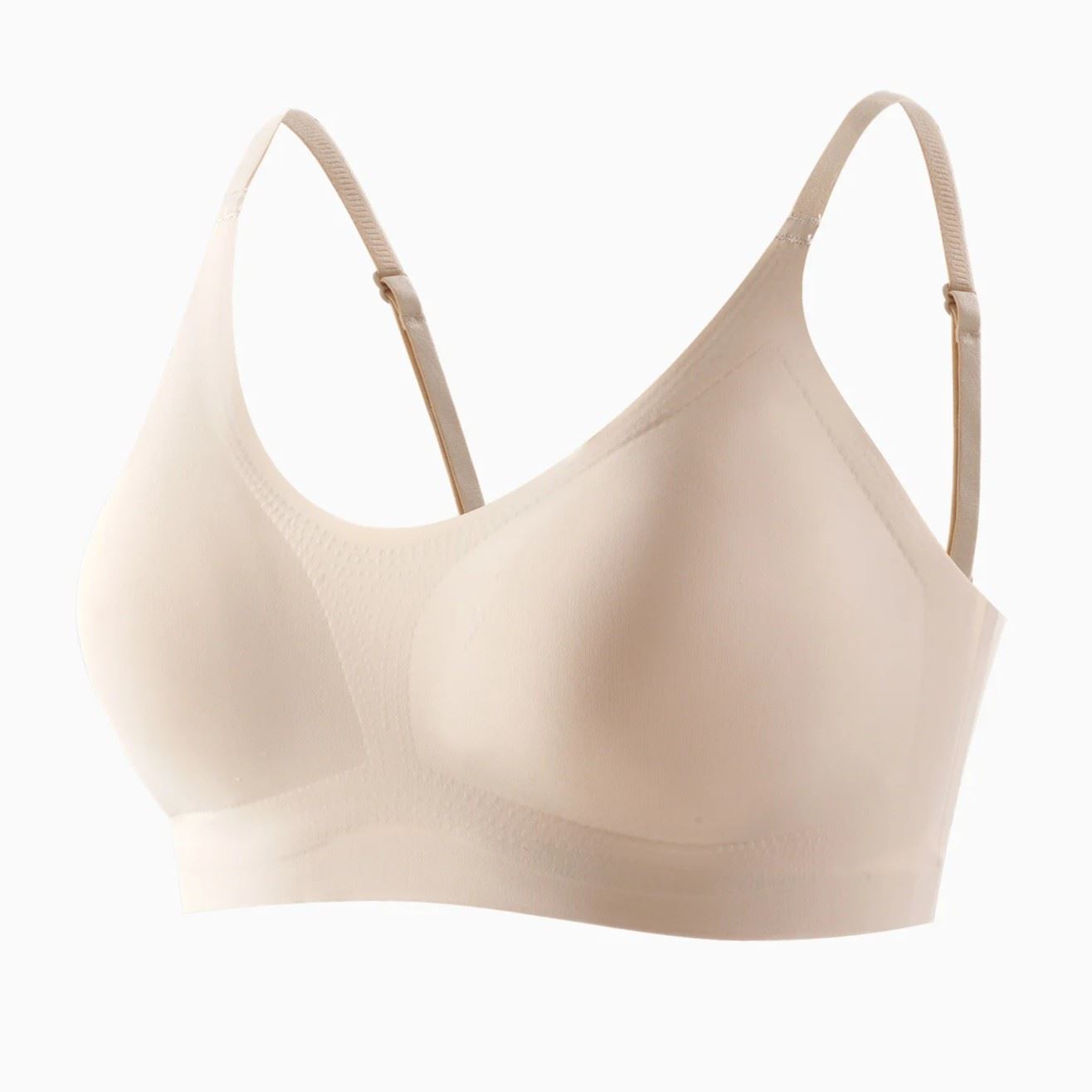 BRASIER PUSH UP BEIGE DEPORTIVO SIN ARO SOSTEN GYM ROPA MUJER ULTRALIGERO DIARIO VERANO GENIEKA