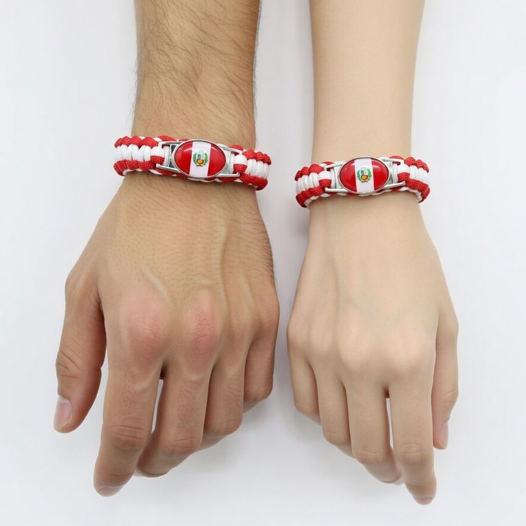 PULSERA PARACORD PERU NACIONAL TURISMO MERCHANDISING BANDERA REGALO VERANO PISCINA GENIEKA