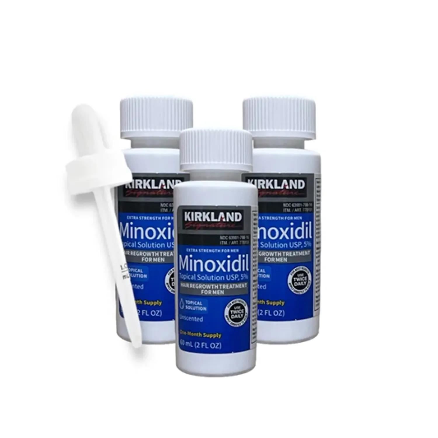 Minoxidil Kirkland 5% Aumento Cabello y Barba Pack X3 de 60 mL