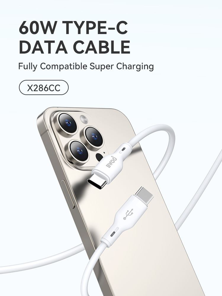 CABLE DE DATOS 60W TIPO C A TIPO C PVC 1MT X286C-C BWOO