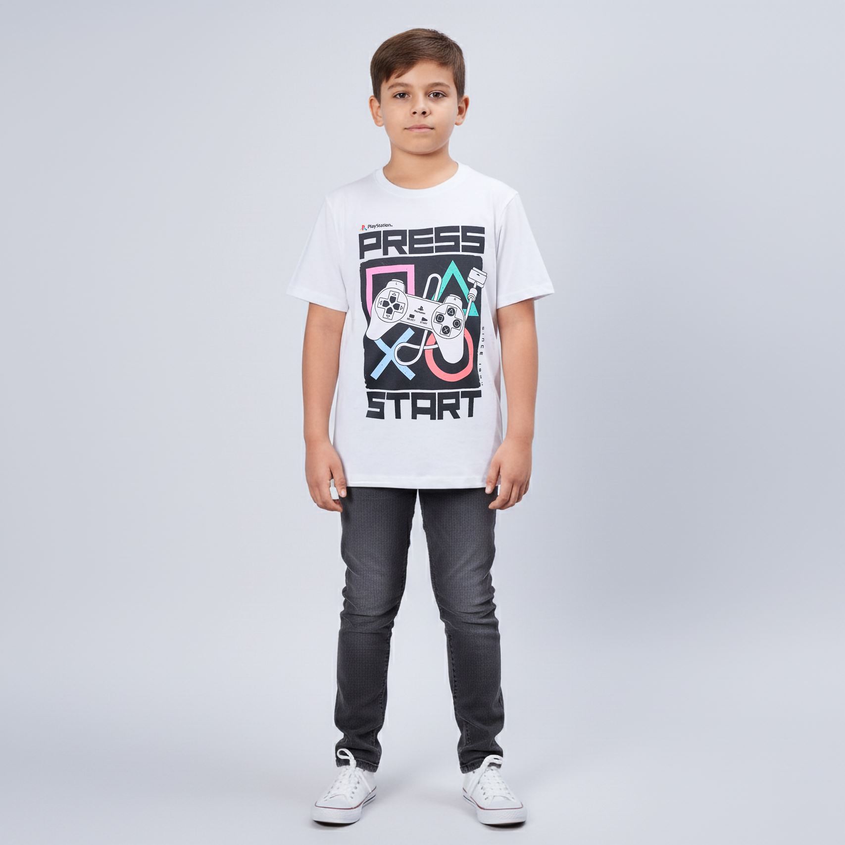 Polo Infantil Oficial Play Press Start Blanco T. 8