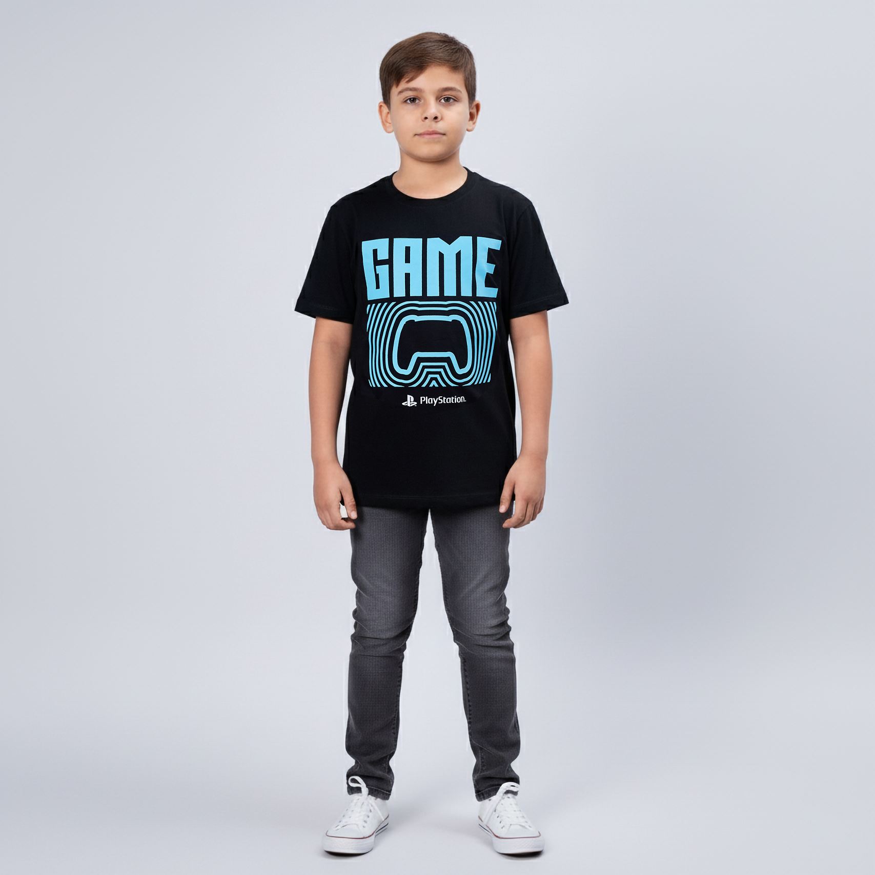 Polo Infantil Oficial Playstation Game Negro T: 8