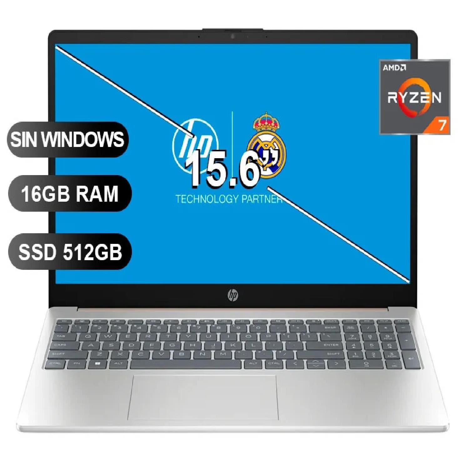Laptop HP 15-FC0012LA AMD Ryzen 7 16GB RAM 512GB SSD 15.6" FreeDOS (802N1LA)
