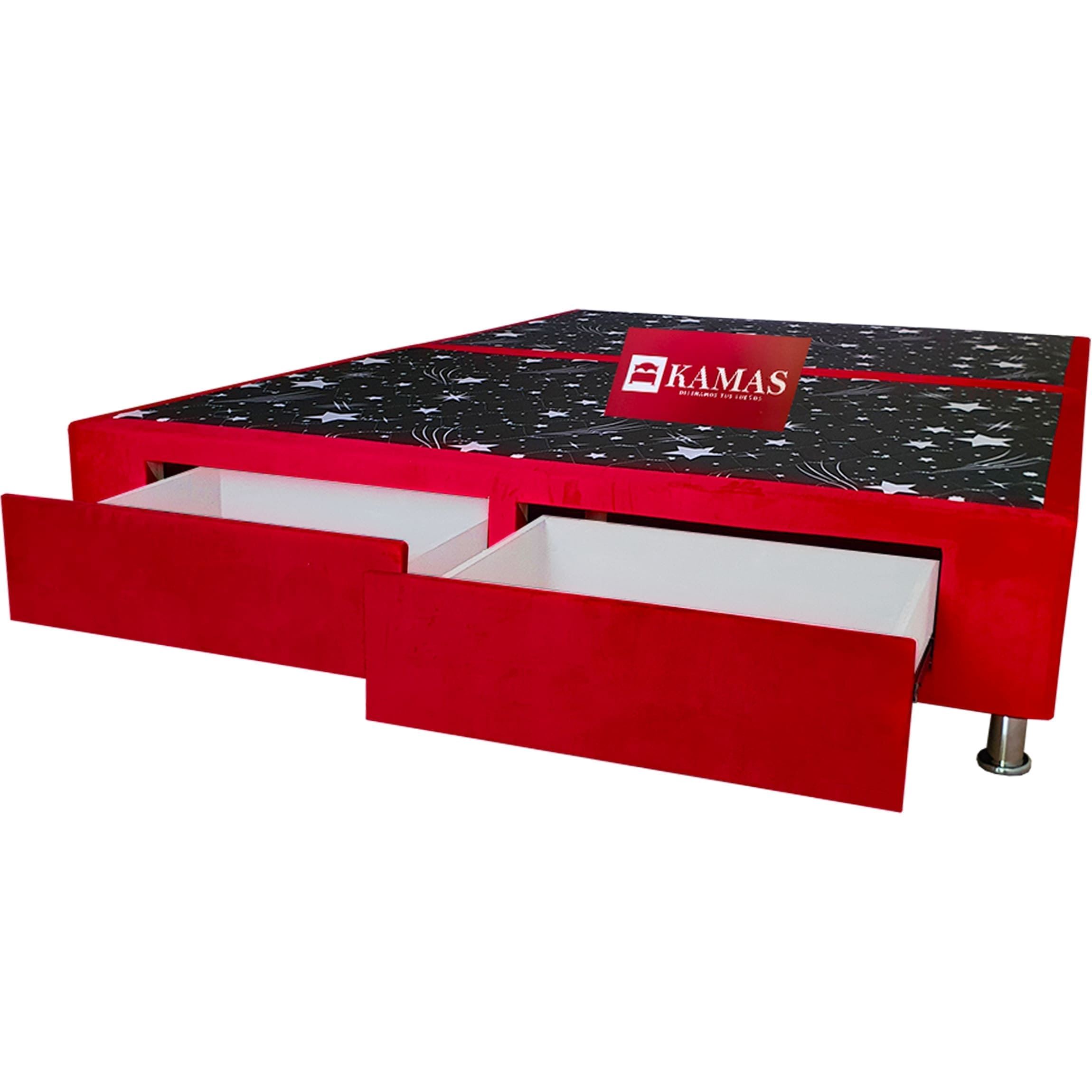 BOX TARIMA KAMAS QUEEN AMERICANA CON DOS CAJONES AL PIE - ROJO