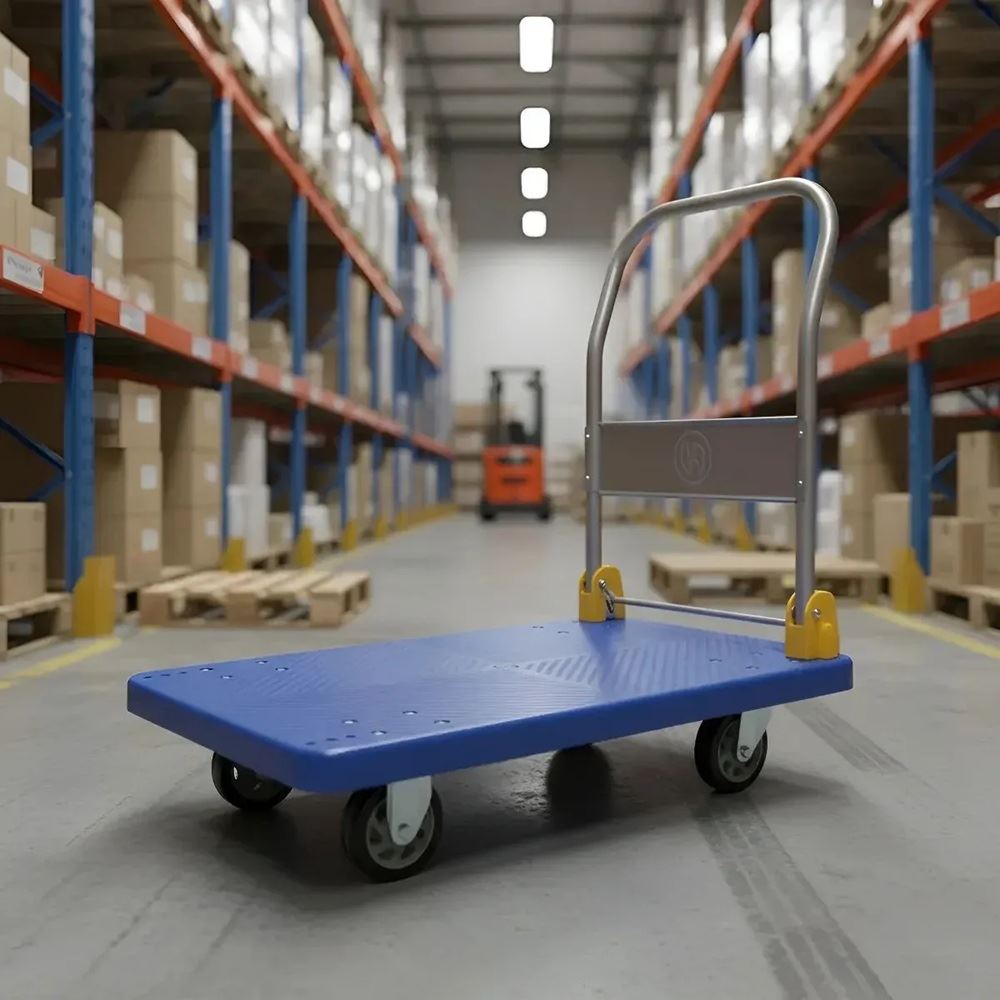 Carrito plegable tipo plataforma para carga 200KG 50x70cm con 4 ruedas de goma base antideslizante