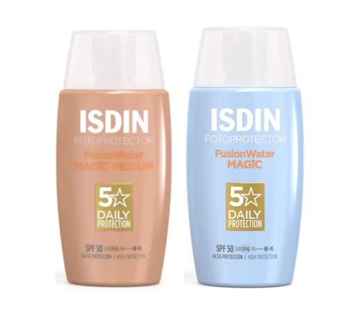Pack Isdin Fotoprotector Fusion Water Magic Spf 50 1 Und + Isdin Fotoprotector Fusion Water Magic Medium Spf 50+ 1 Und