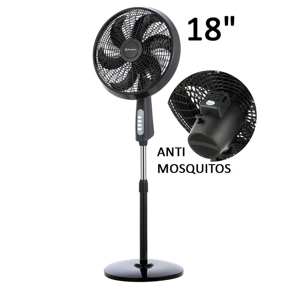 Ventilador de Pedestal Anti-Mosquitos Imaco FSM7518MK Negro