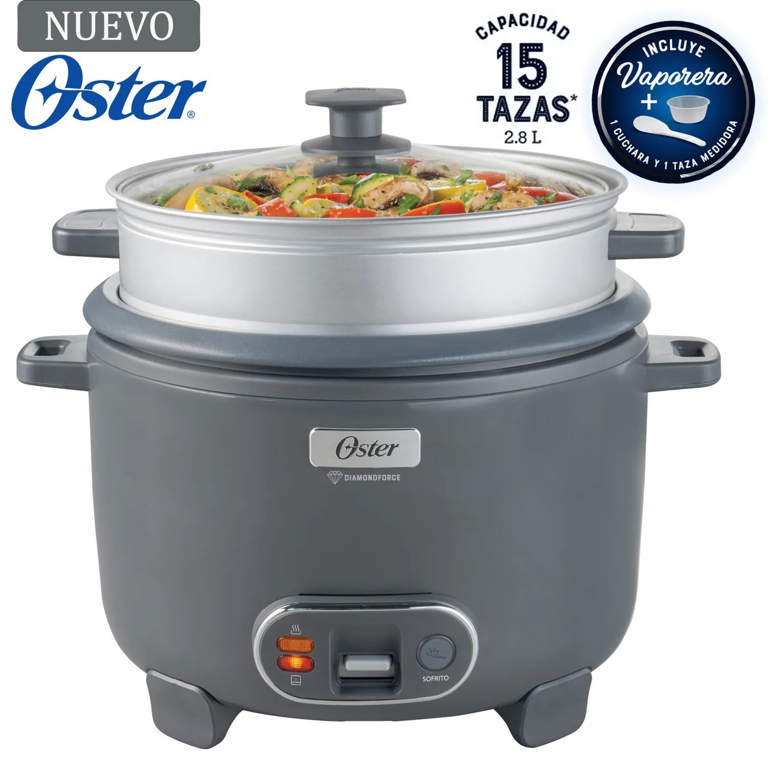 Olla Arrocera 15 Tza DiamondForce Oster Gris CKSTRC15DFSKE