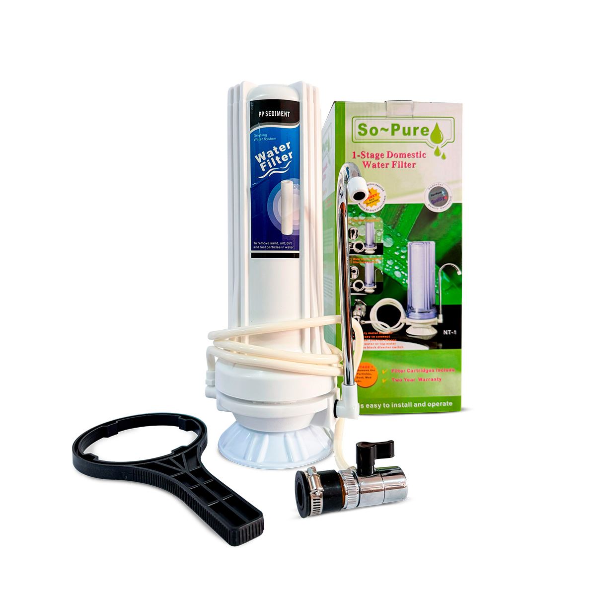 Purificador de agua simple sobre el lavadero