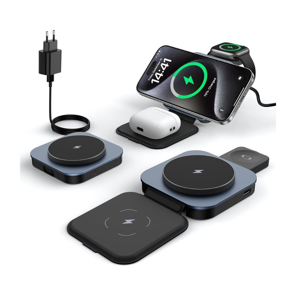 Cargador 3 en 1 Plegable para iPhone 17, Watch y AirPods