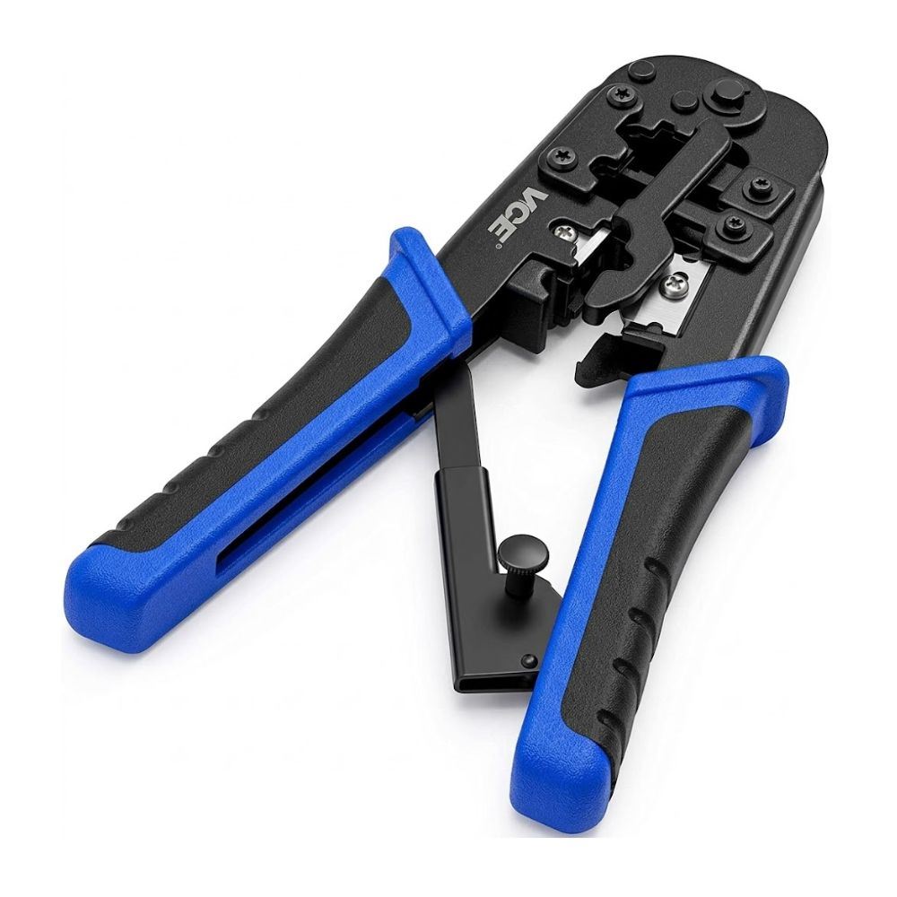 Crimpadora Pro 3-en-1: Alicate para Redes RJ45, RJ11 y RJ12