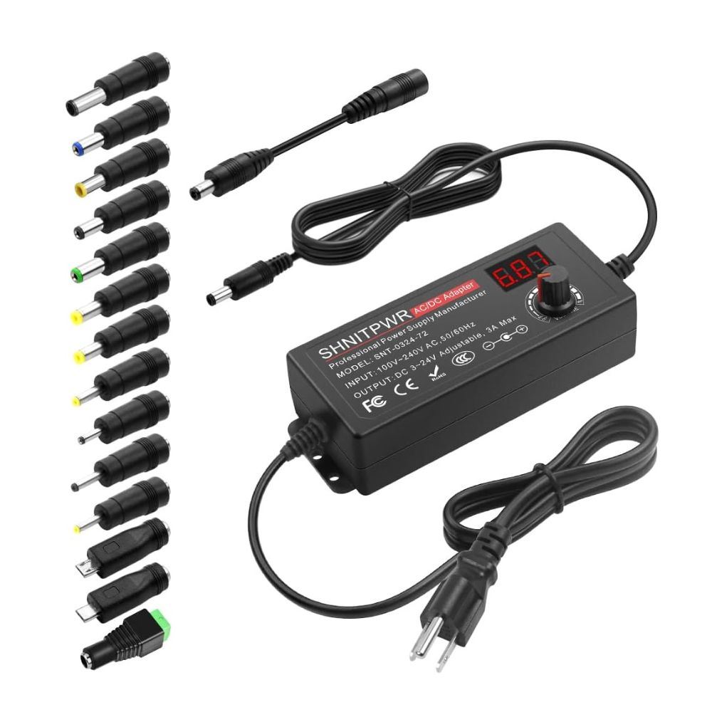 Fuente Universal Ajustable 60W (3V-12V) + Kit de 14 Puntas Pro