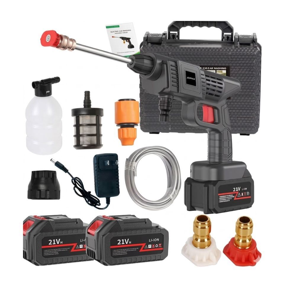 Hidrolavadora Portátil Inalámbrica 21V + 2 Baterías Completa