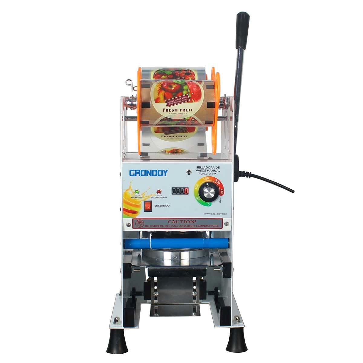 Selladora de Vasos Manual GRONDOY con Contador Digital 300 W Comercial