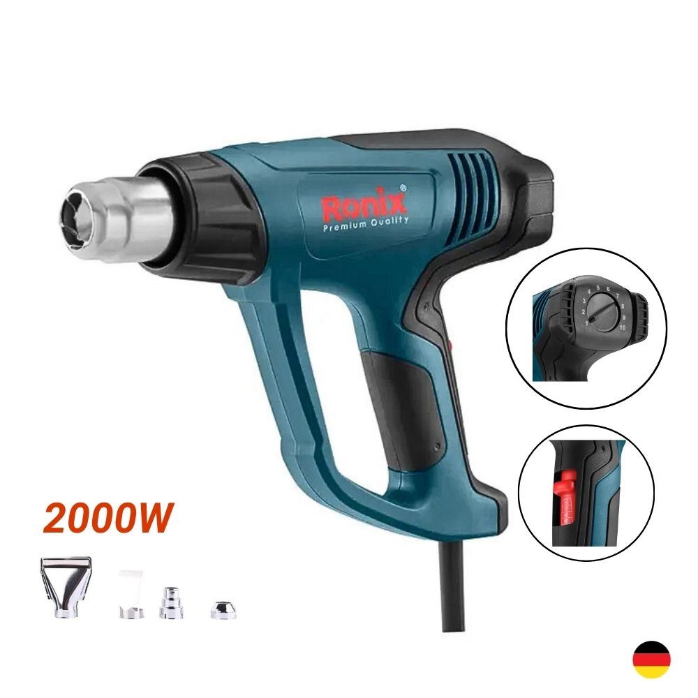 Pistola de Calor Profesional 2000W RONIX 1106 10 Modos De Temperatura