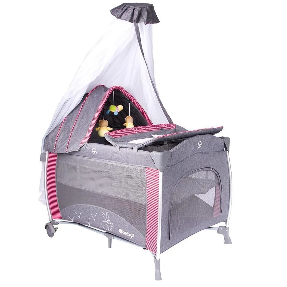 Cuna Corral Aluminio NOA 780 Con Tul Reina Rojo