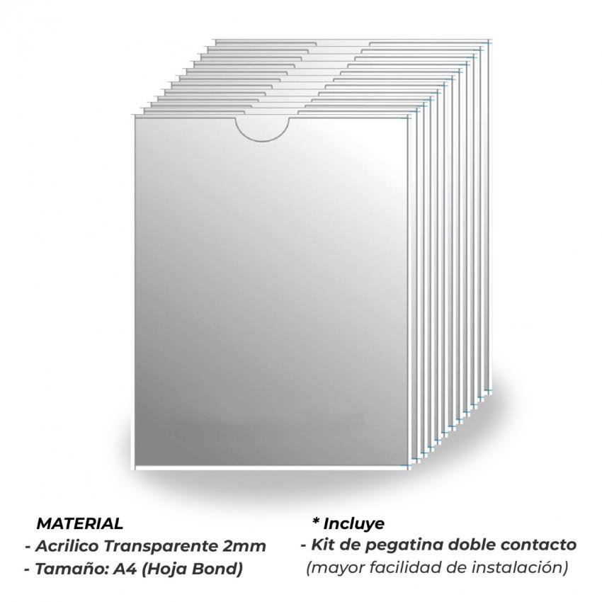 Portapapel de Acrilico A4 Vertical - Pack de 12 unidades