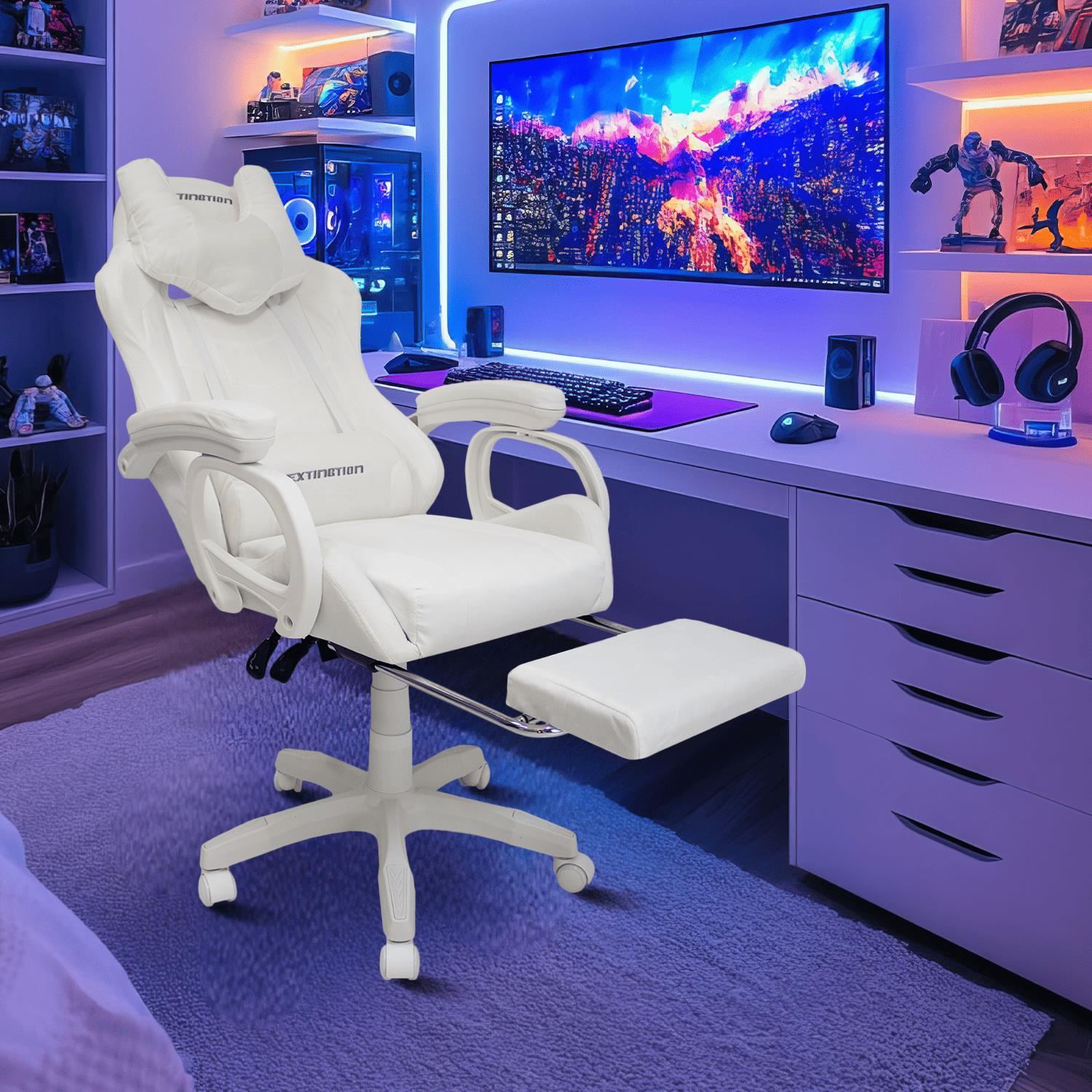 Silla Gamer Extingtion Sapp Gamuza-Cuerina Color Blanco