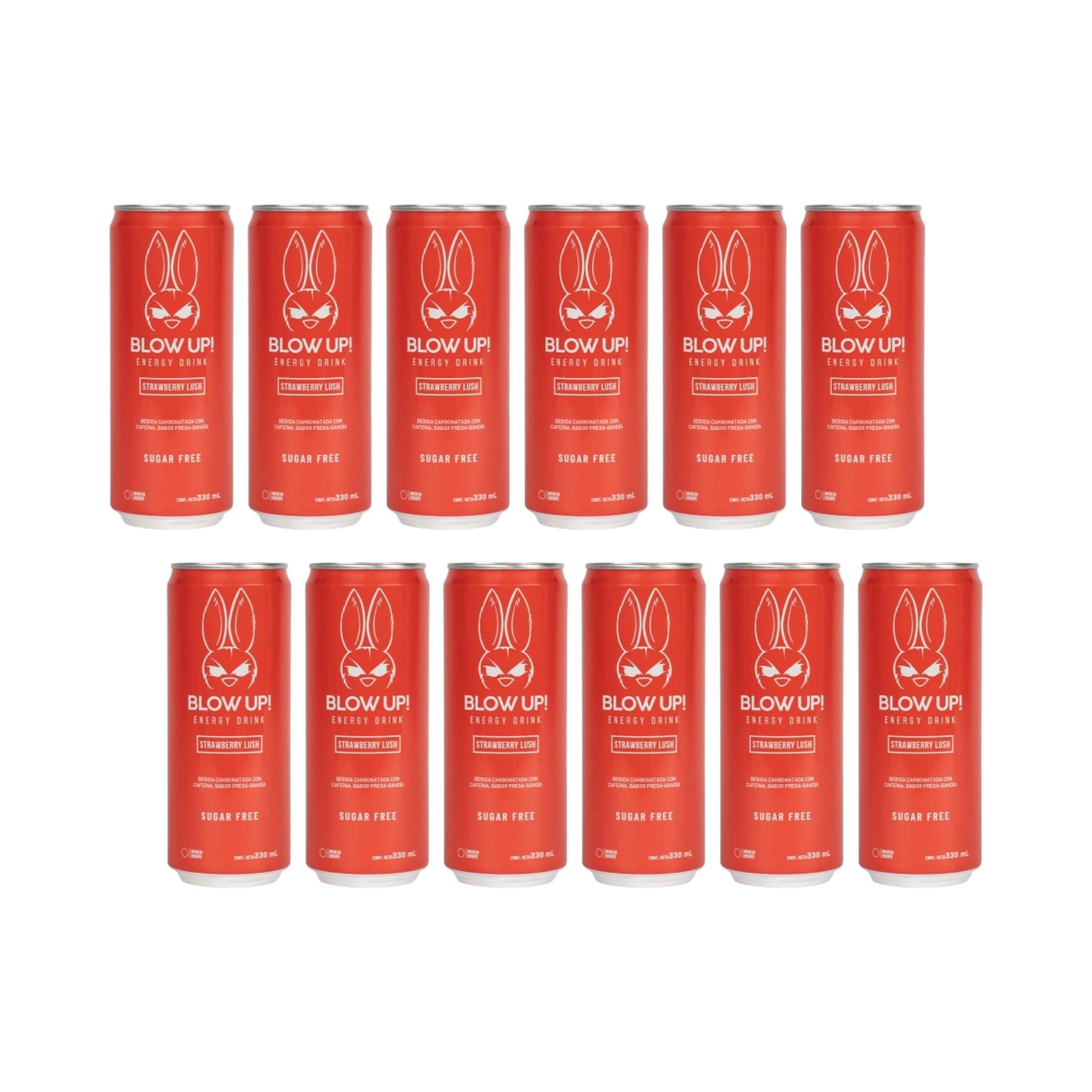 Pack x12 Bebida Energizante Blow Up! 330 ml. Strawberry Lush