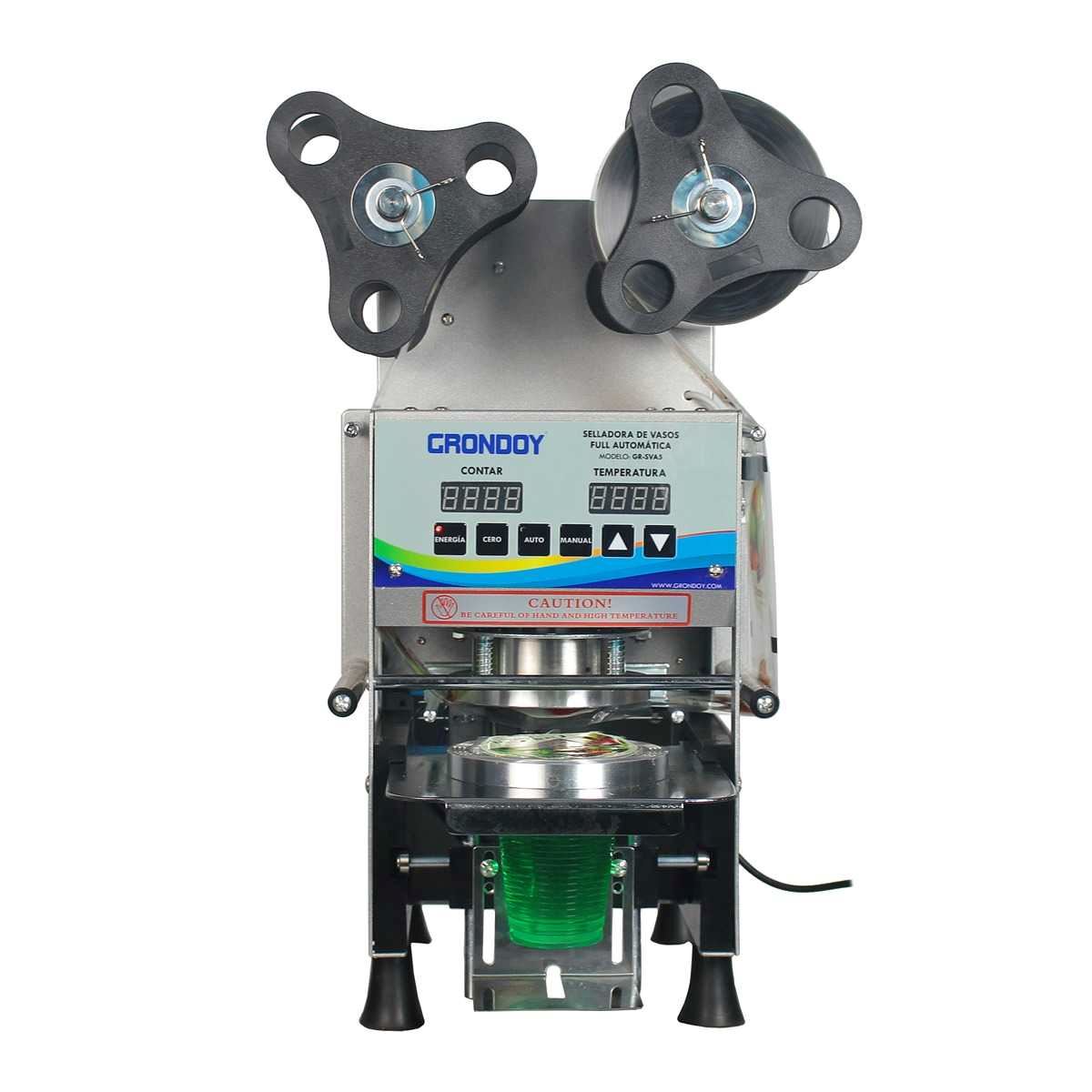 Selladora de Vasos Automática Full Proceso GRONDOY para Juguerías y Cafeterías