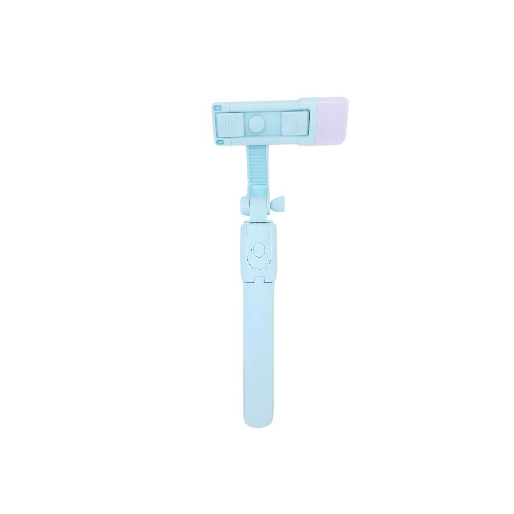 Palo Selfie Stick y Trípode 2 En 1 Bluetooth Celular 360° Con Flash Celeste