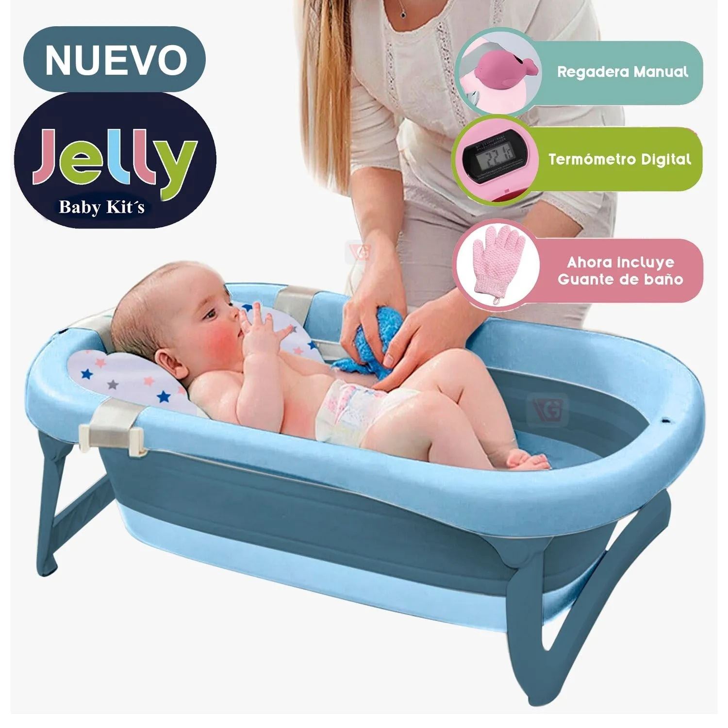 Tina Pleglable JELLY Con Termostato BLUE