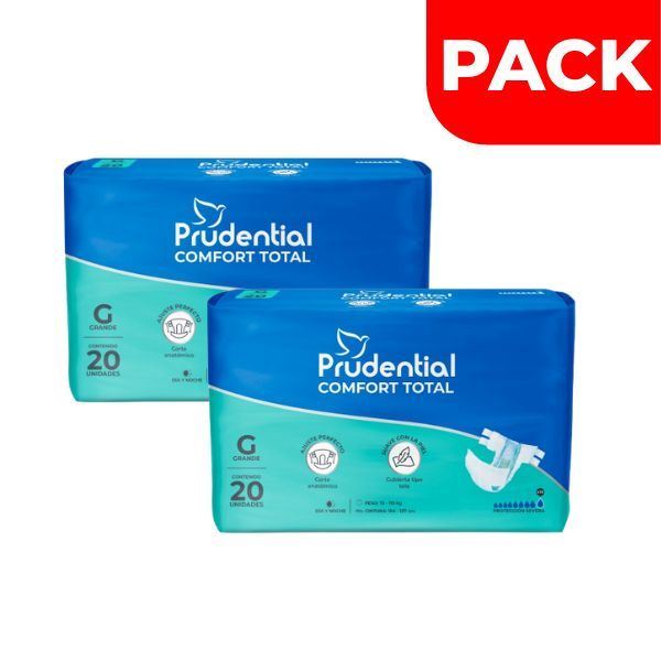 Dúo Pack Pañal Prudential Confort Total Talla G - Bolsa 20 UN