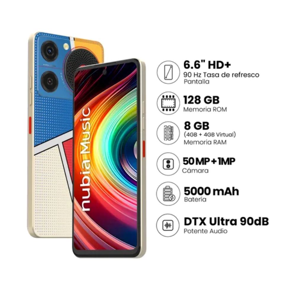 Celular ZTE Nubia Music 66 128GB 4GB+4GB RAM Cámara 50MP  ART