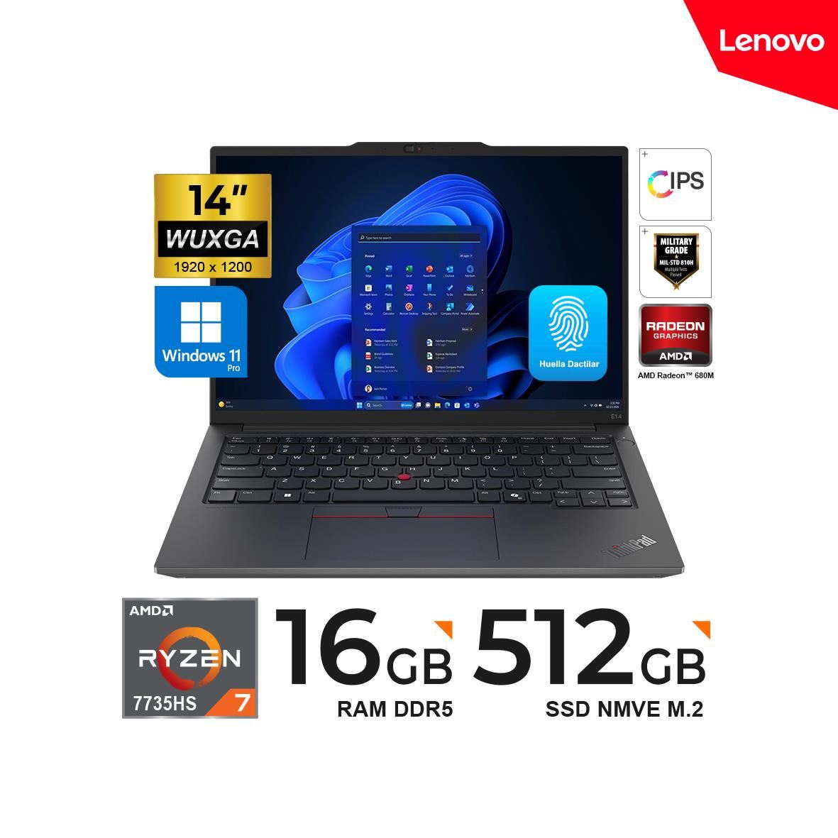 Laptop Lenovo ThinkPad E14 Gen6 Ryzen 7 7735HS 16GB 512GB W11 Pro