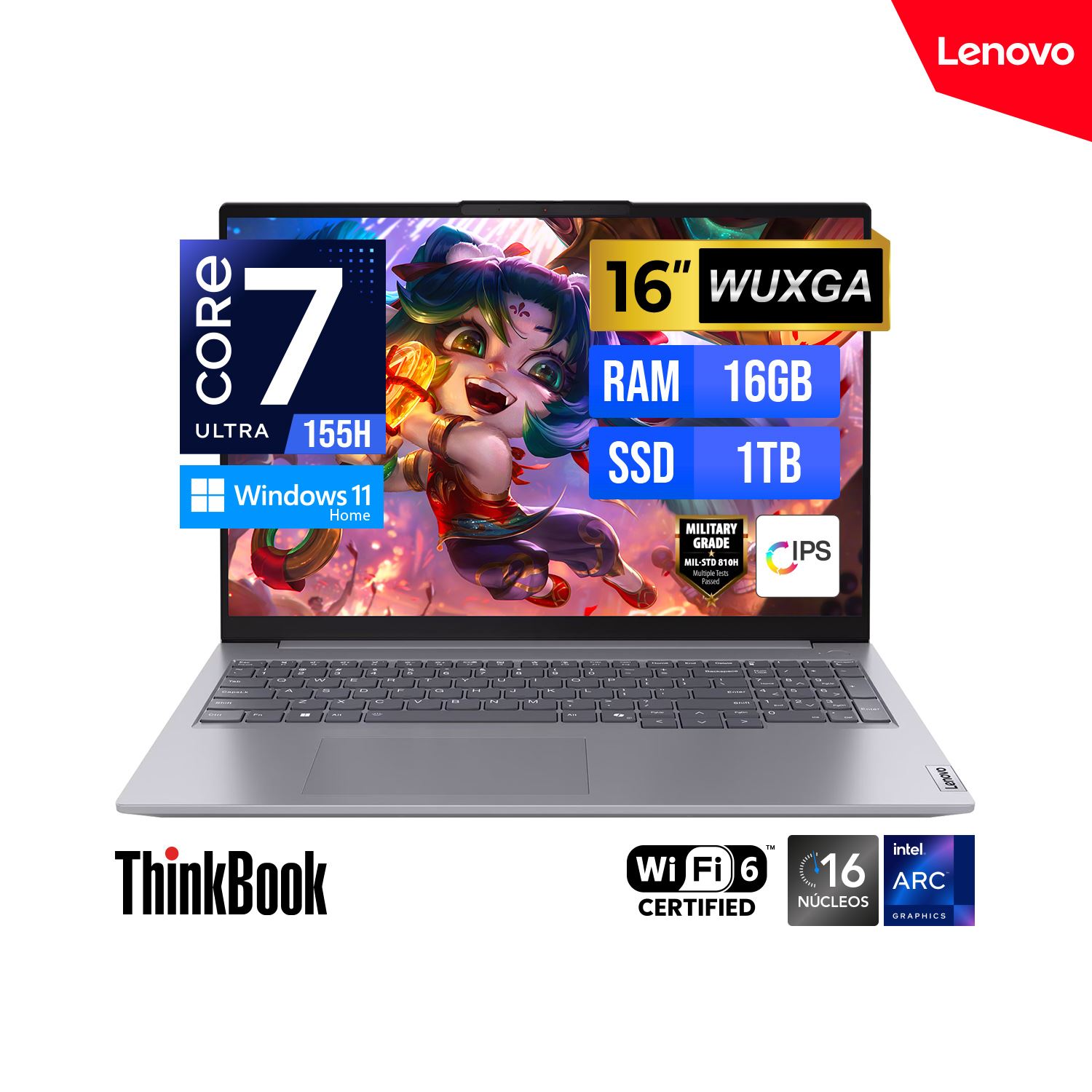 LAPTOP LENOVO THINKBOOK 16 G7 IML 16" WUXGA IPS Core Ultra 7-155H 16GB 1TB W11H