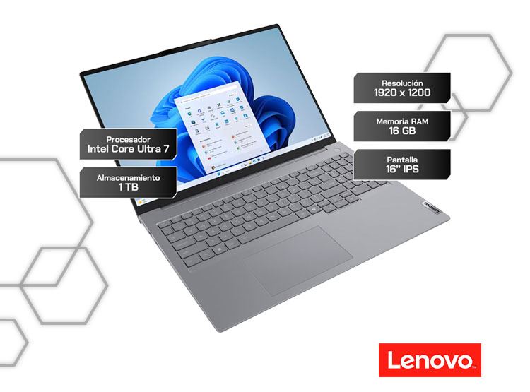 Laptop Lenovo ThinkBook 16 G8 IAL 16" Core Ultra 7 16GB RAM 1TB SSD Windows 11 Pro