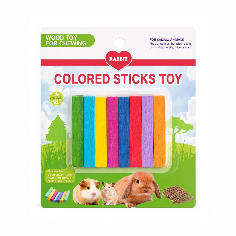 Palitos De Madera De Colores Para Roedores X 5 Unidades