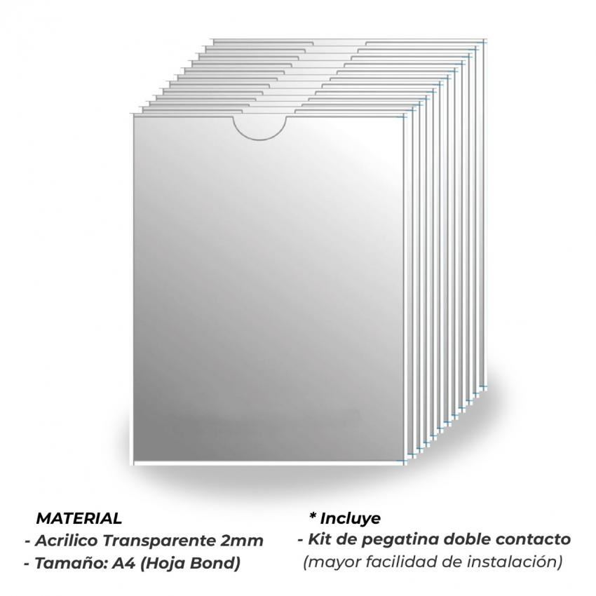 Portapapel de Acrilico A4 Vertical - Pack de 50 unidades