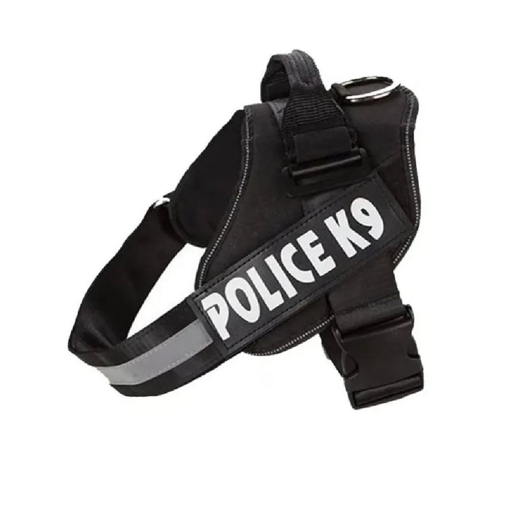 Pechera Arnés Police K9 negro para mascotas perros y/o gatos talla S
