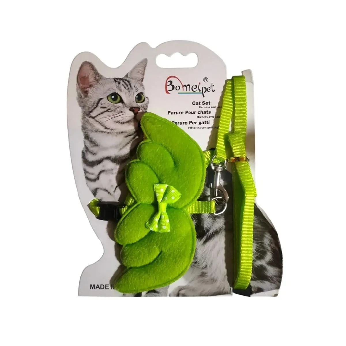 Arnés alas de ángel para cachorros, gatos o conejos color verde talla S