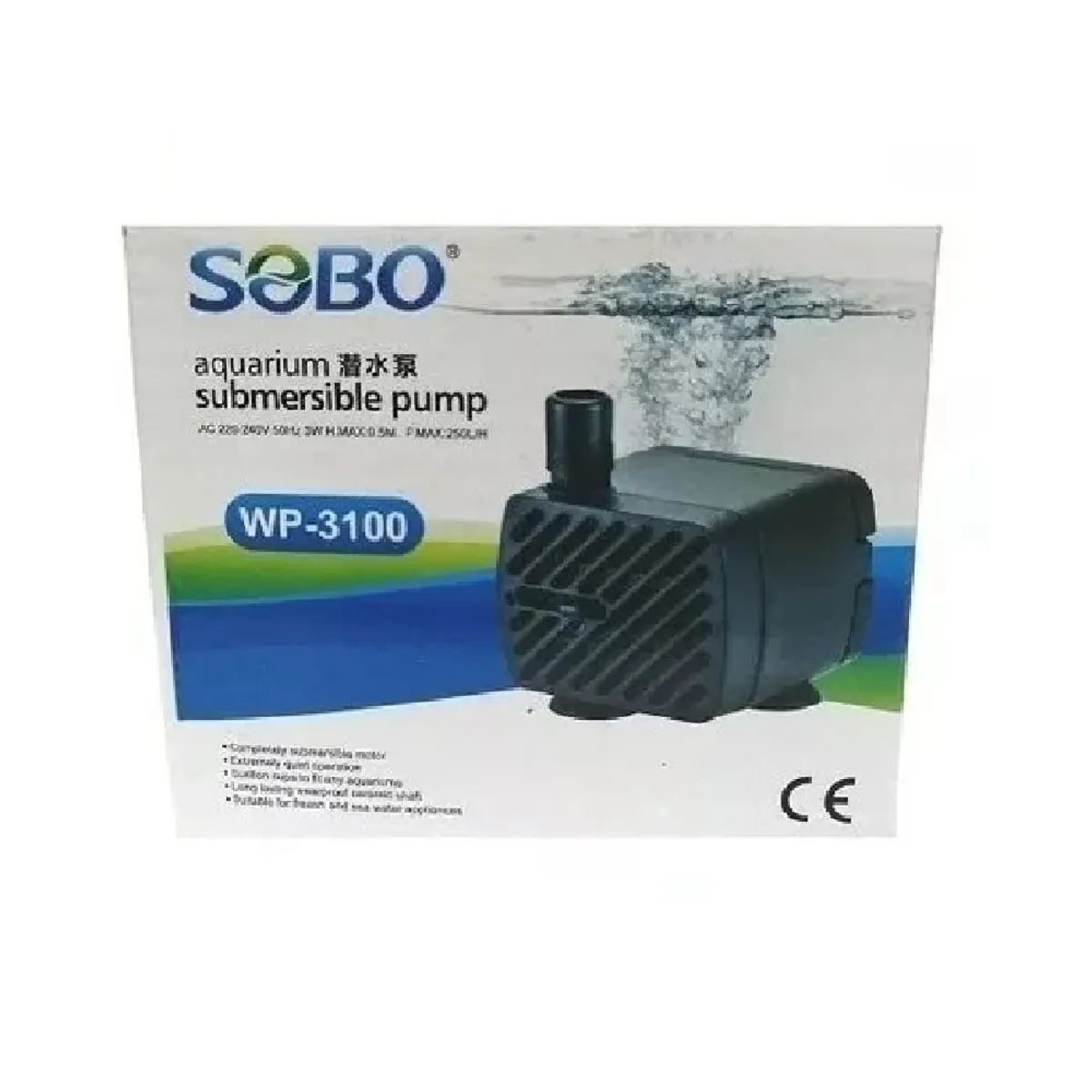 Bomba de agua sumergible para peceras y acuarios marca SOBO modelo WP3100