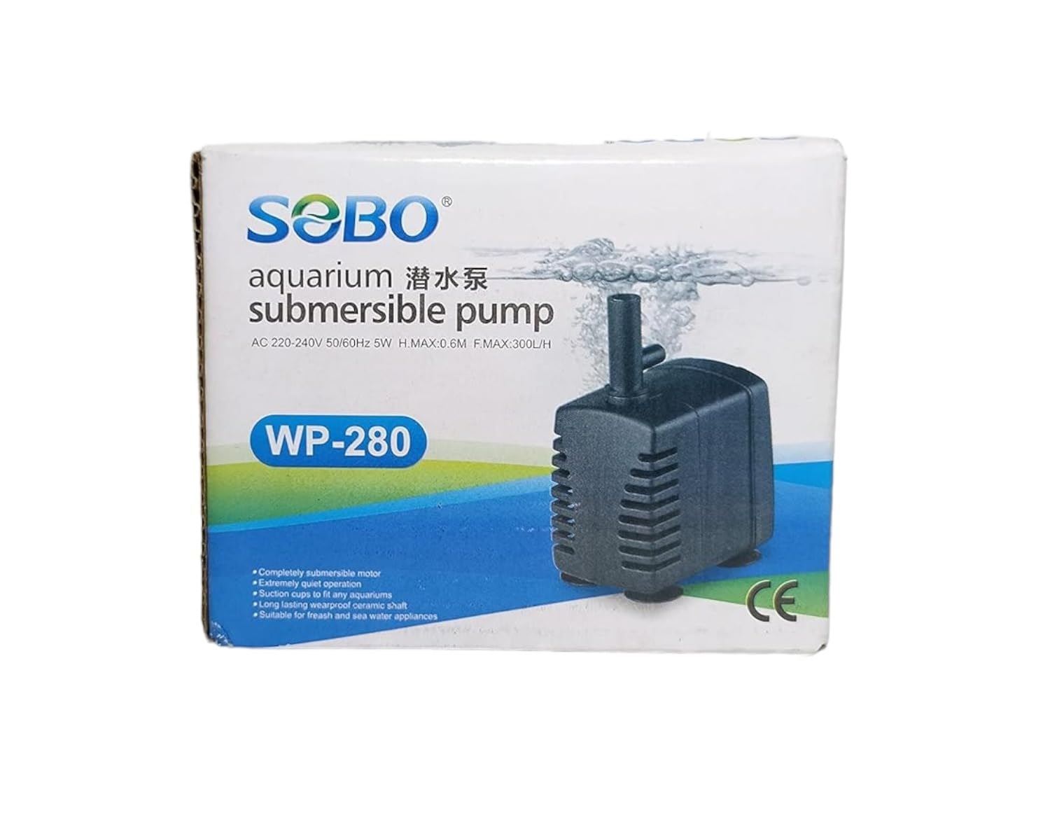 Bomba de agua sumergible para peceras y acuarios marca SOBO modelo WP280