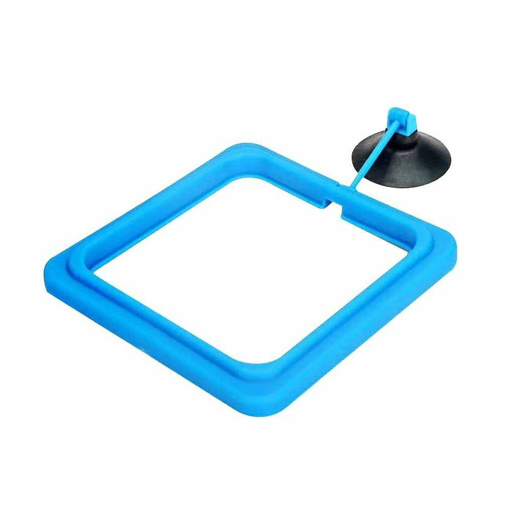 Comedero cuadrado flotante azul para peceras y acuarios