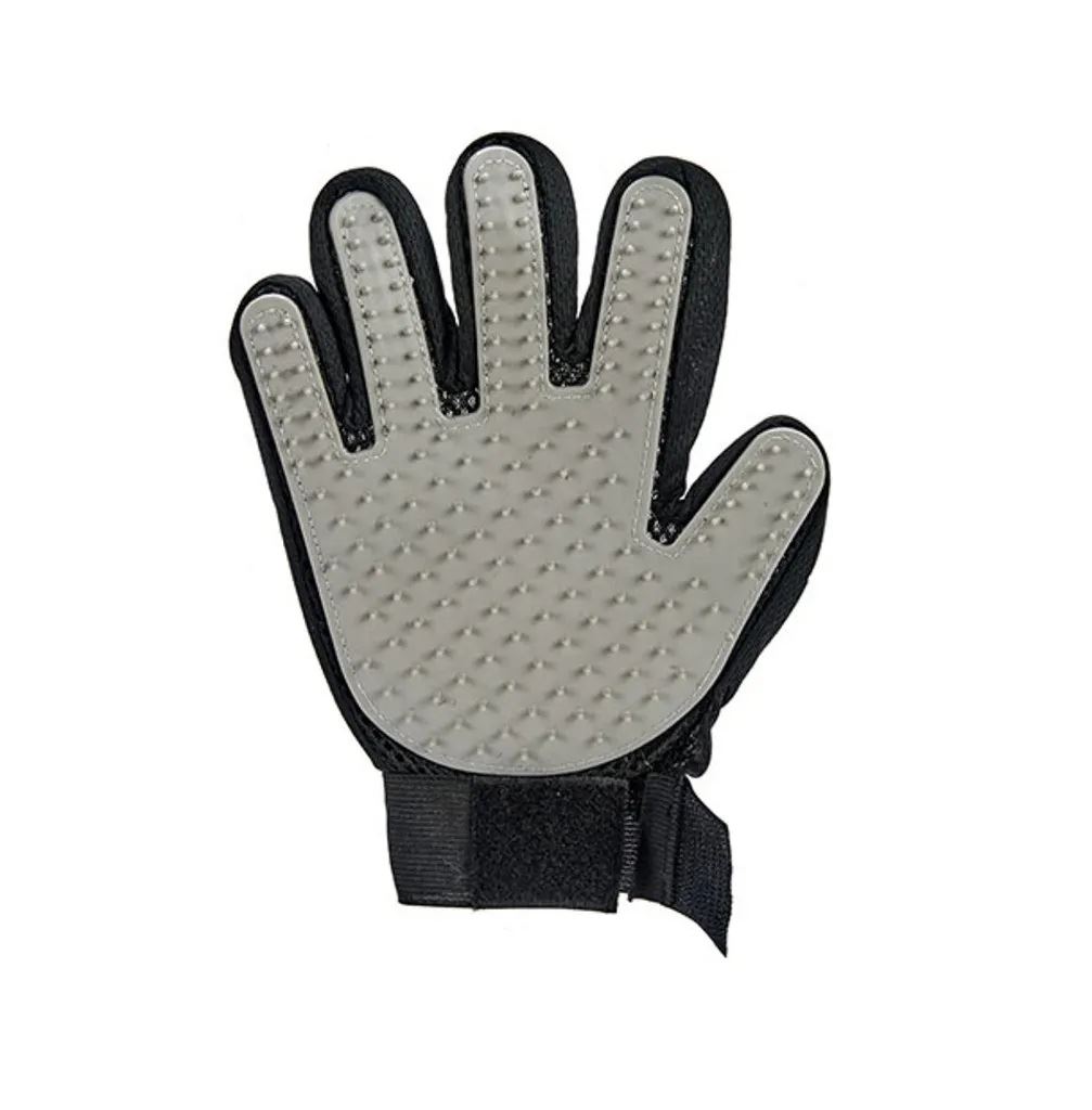 Guante de silicona masajeador quita pelo muerto para mascotas perros y gatos color gris