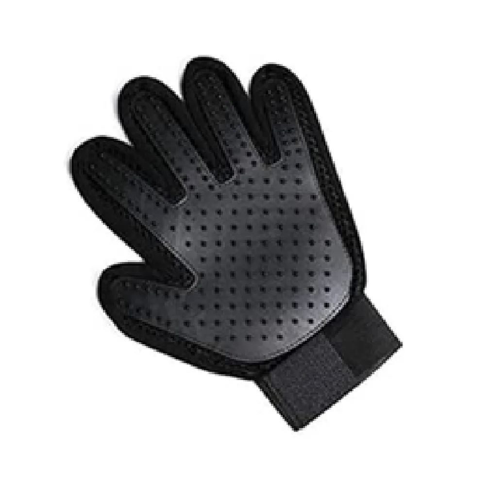 Guante de silicona masajeador quita pelo muerto para mascotas perros y gatos color negro