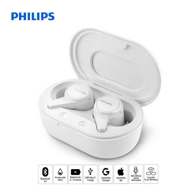 Audífonos Bluetooth True Wireless Philips TAT1207 - Blanco