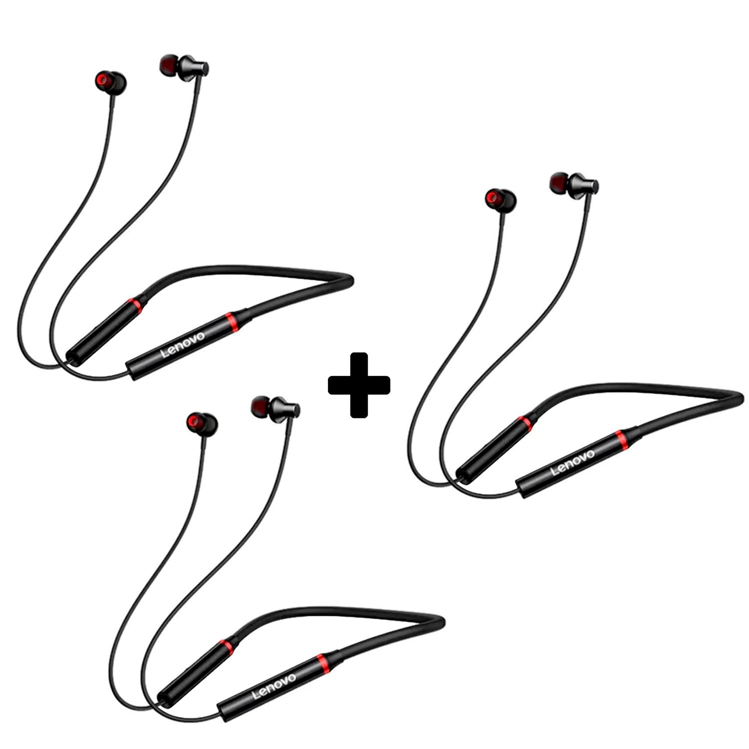 Audífonos inalámbricos Lenovo HE05X Combo x3 Negro Bluetooth 5.0