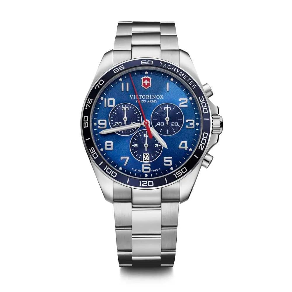 Reloj Fieldforce Classic Chrono correa de acero inoxidable, dial azul, Victorinox