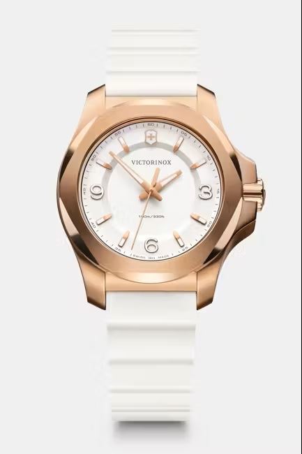 I.N.O.X. V ROSE GOLD PVD, WHITE DIAL, WHITE RUBBER STRAP