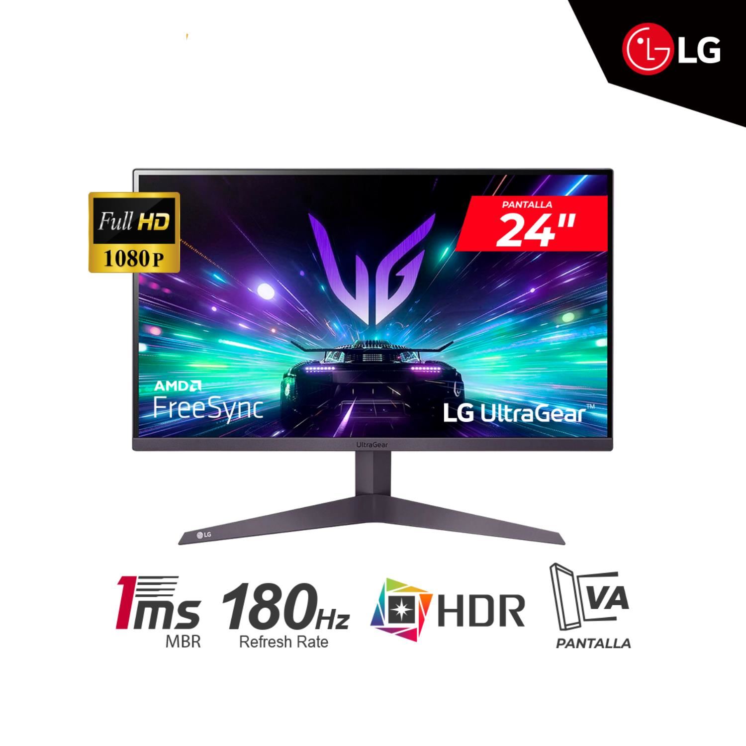 MONITOR GAMING LG ULTRAGEAR 24GS50F-B 24" VA FHD 1920 x 1080 180Hz 1ms HDMI/DP FreeSync