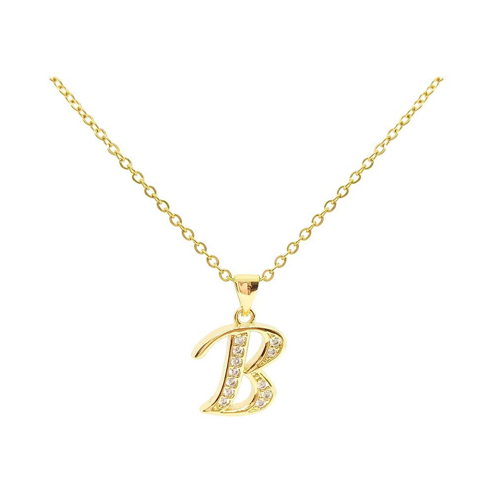 Collar con Inicial B y Circones Brillantes – Regalo Personalizado para Mujer