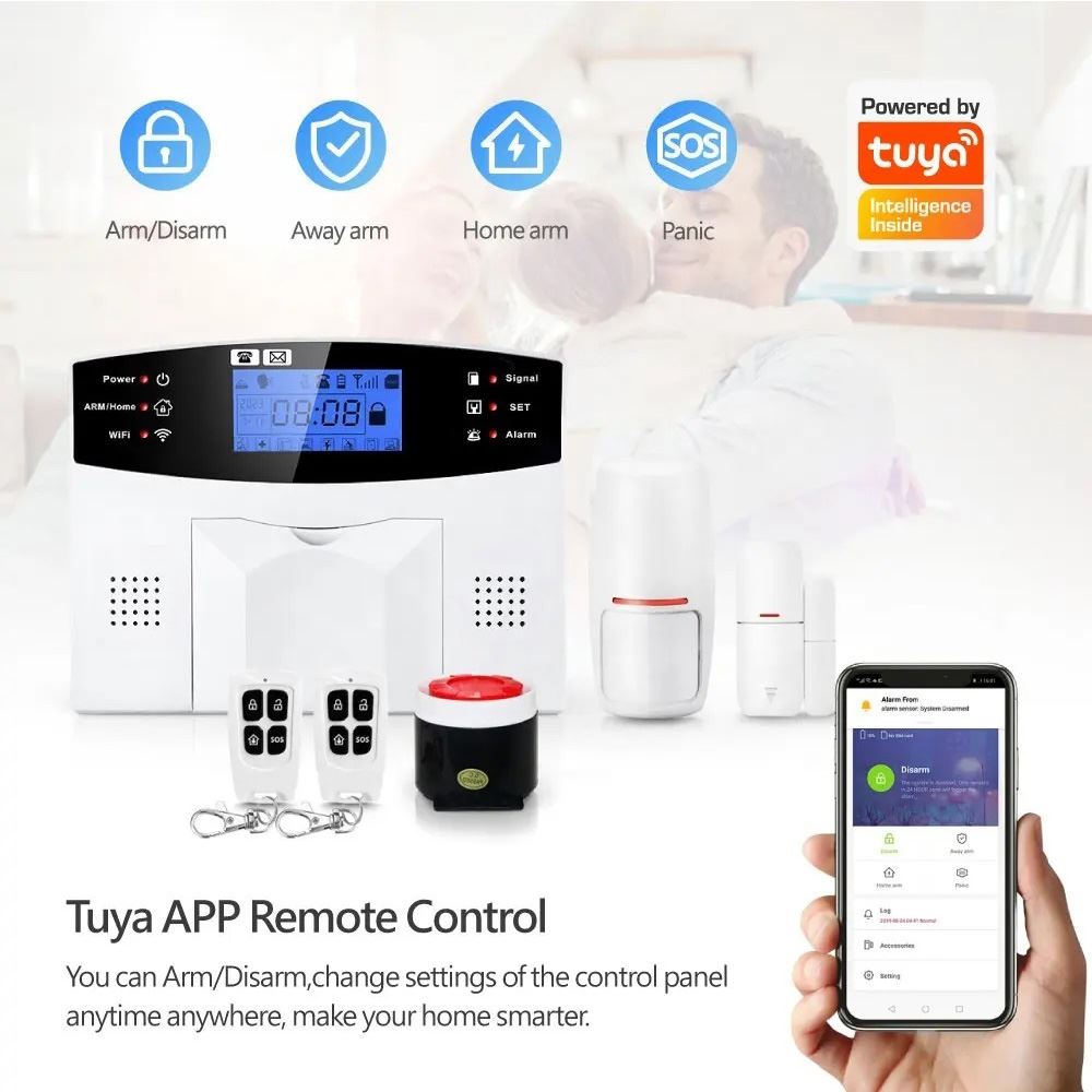 Sistema de Alarma de Casa 4g Inalámbrica Smart Pst+Gsm Pantalla Lcd 4 Zonas Cableadas PST-30A-4G