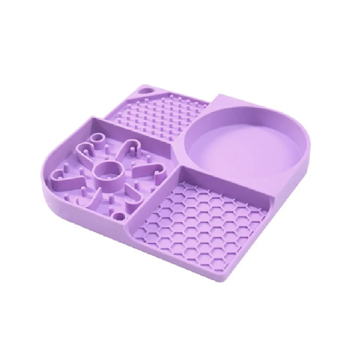 Alfombrilla de silicona pet lick mat para perros y gatos color verde lila
