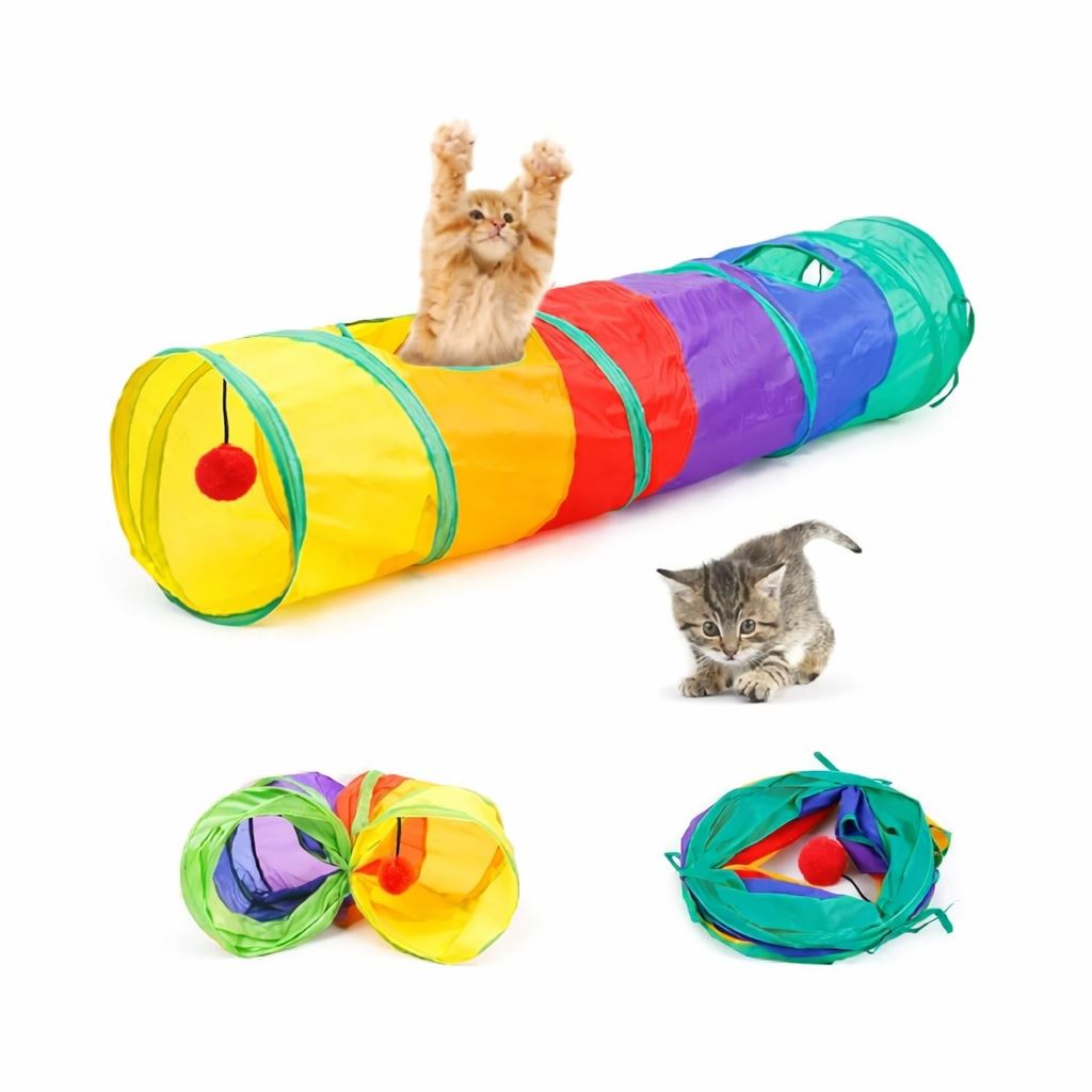 Túnel plegable chico para gatos interactivo de una salida